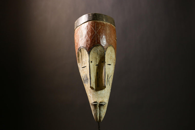 African Bwami Mask | Three Faces Mask | Lega Sculpture | Congo Wall Decor | Unique African Art | Ethnic Home Decoration-G4350