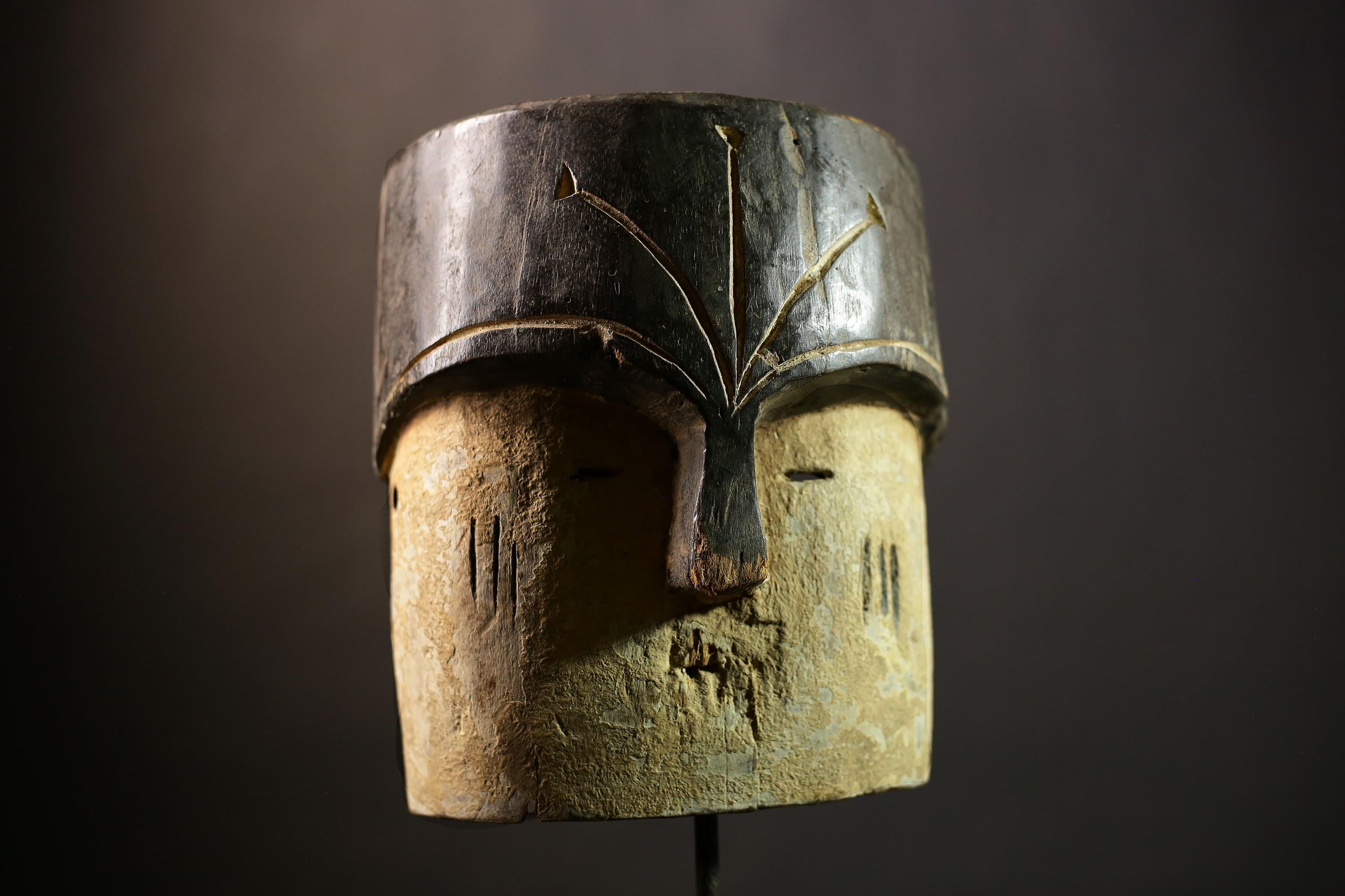 African Tribal Mask | Vintage Lega Mask | Wooden Wall Hanging | Handcrafted Face Art | Unique Ethnic Decor | Authentic Art Piece-G4348