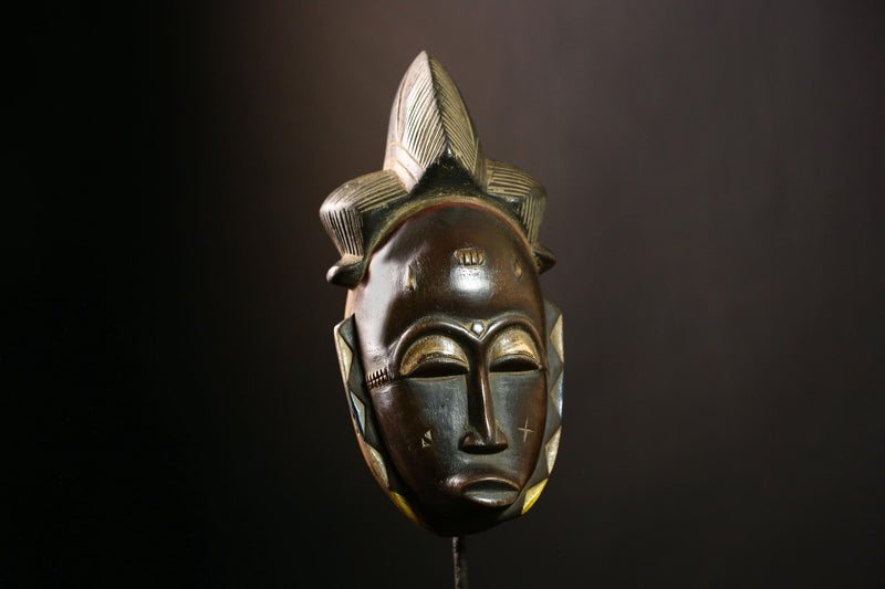 African Baule Mask Antique Wooden Tribal Wall Art Unique Home Decor -G4144