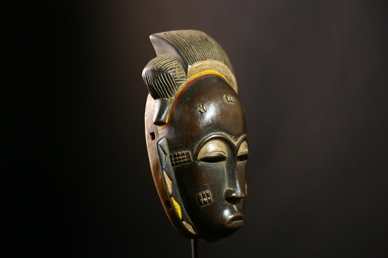 African Baule mask Handmade Tribal Wooden Face Unique Wall Art Collectible-G4142