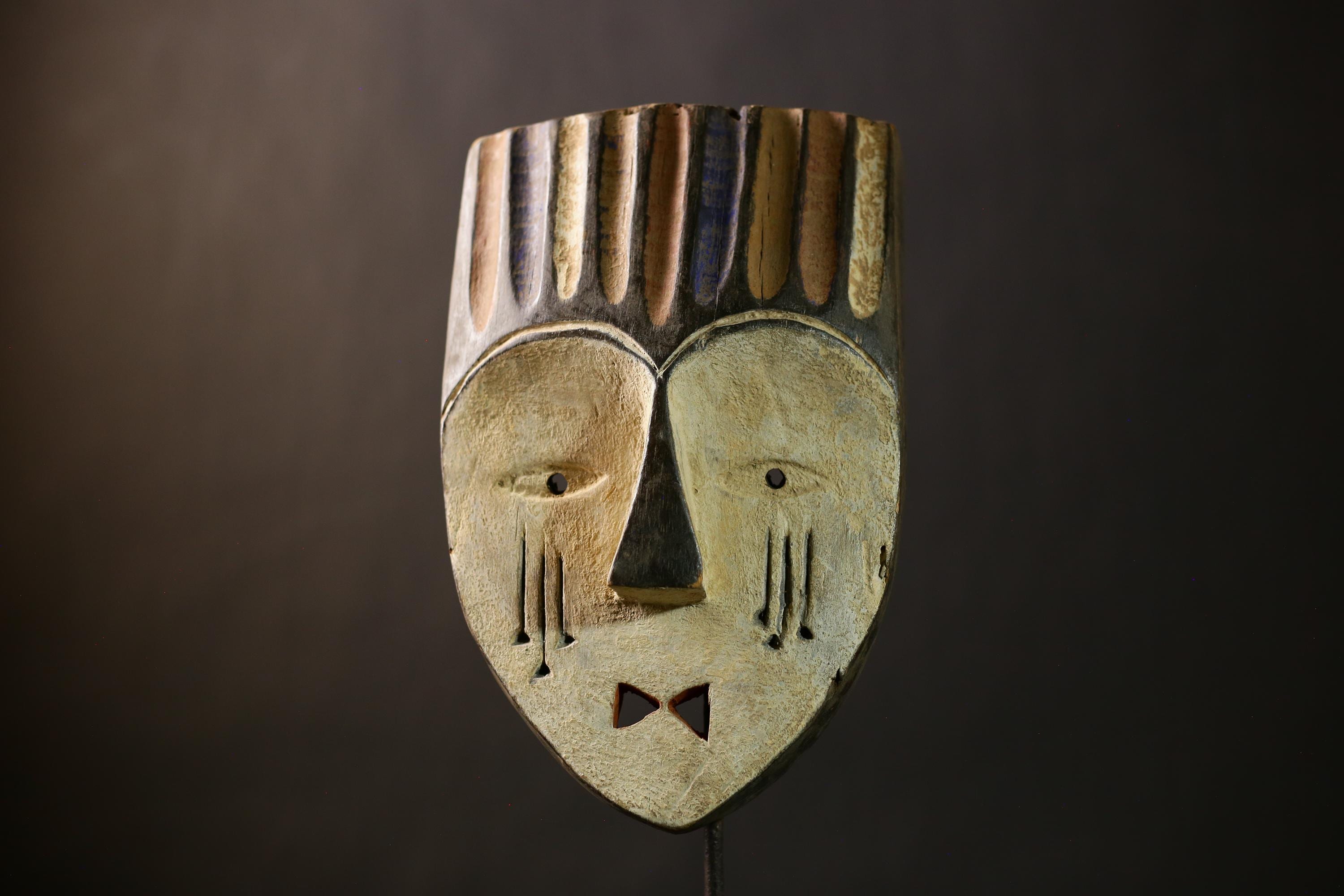Authentic African Lega Bwami Mask | Unique Wall Art Decor | Handcrafted Congo Mask | Ethnic Home Decor | Cultural Wall Hanging-G4364