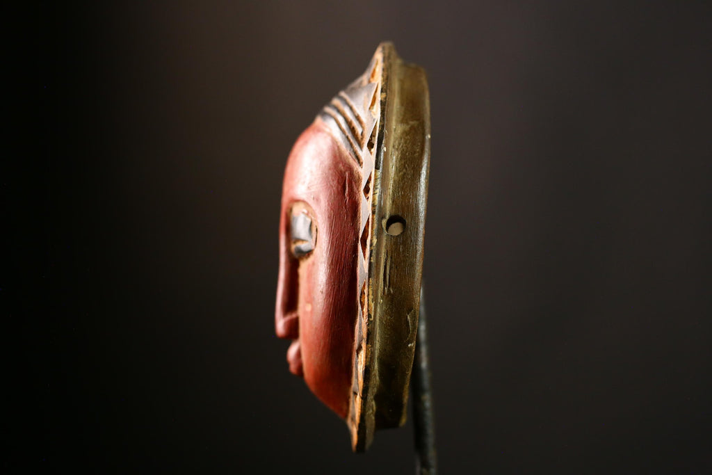 African Sun Mask Tribal Face Art Eket Nigeria Rare Vintage Collectible-8609