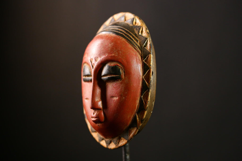 African Sun Mask Tribal Face Art Eket Nigeria Rare Vintage Collectible-8609