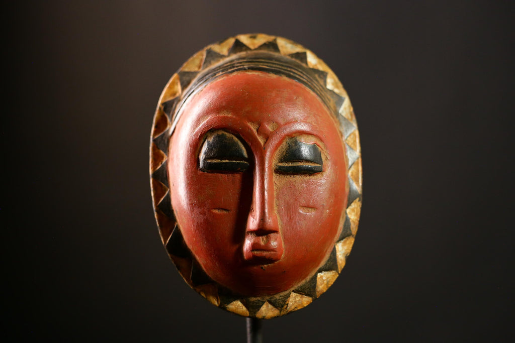African Sun Mask Tribal Face Art Eket Nigeria Rare Vintage Collectible-8609