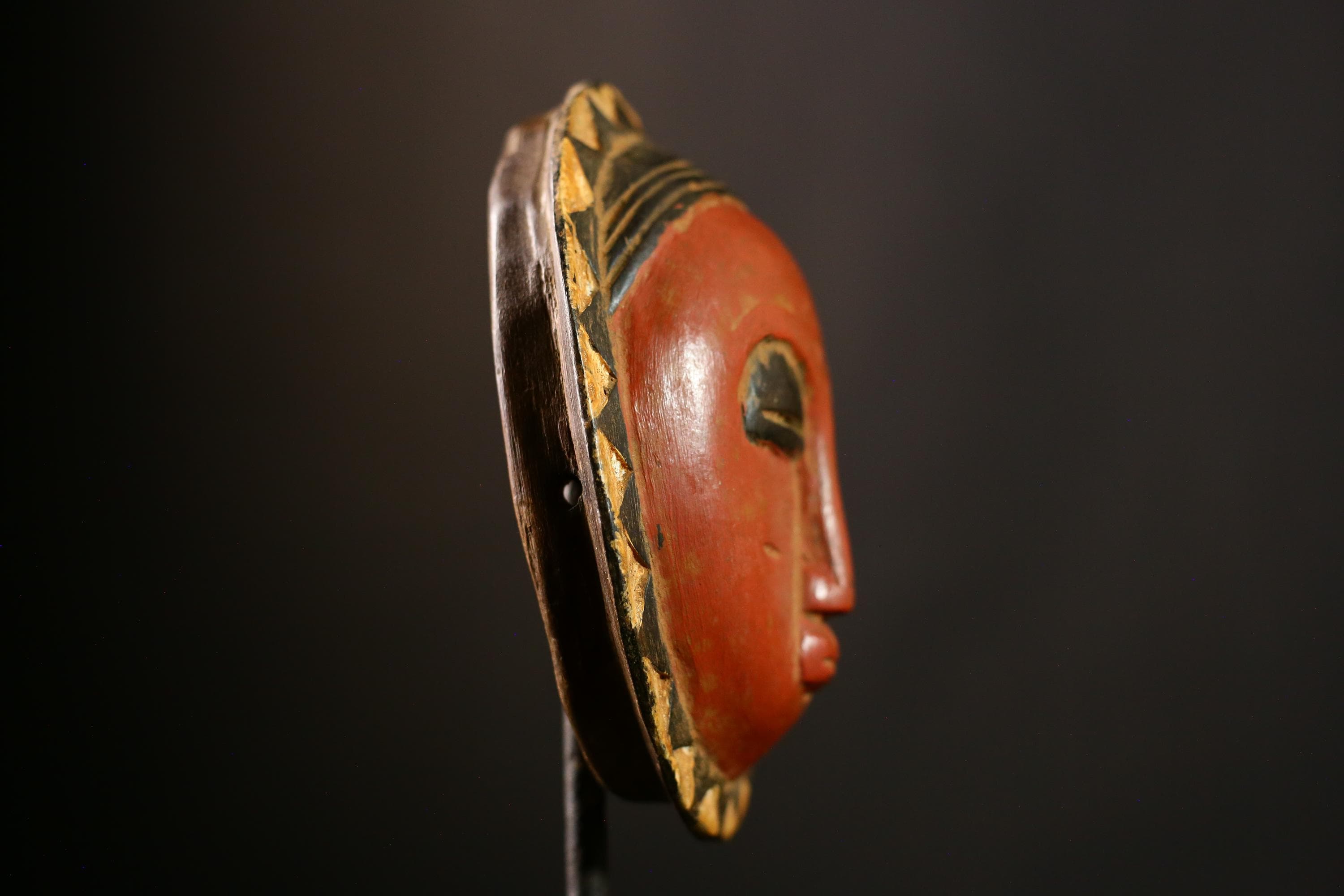 African Sun Mask Tribal Face Art Eket Nigeria Rare Vintage Collectible-8609