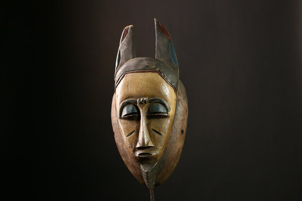 African Guro Mask Vintage Hand Carved Wooden Wall Hanging Tribal Art Decor-5469