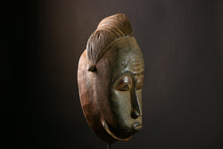 African Baule Mask Hand Carved Wood Tribal Art Unique Wall Decor Display-5638