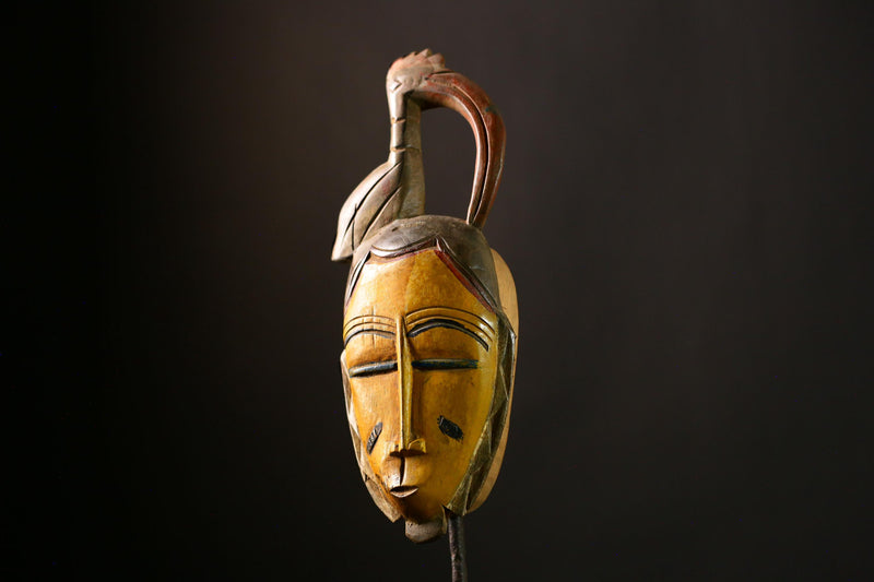 African Tribal Face Mask Wood Hand Carved Vintage Wall Hanging Guro Mask-8589