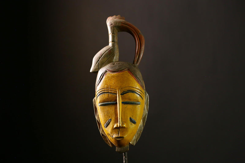 African Tribal Face Mask Wood Hand Carved Vintage Wall Hanging Guro Mask-8589