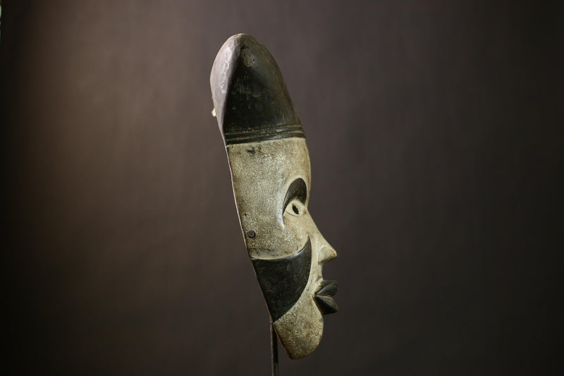 African Lega Mask | Lulua Tribal | Handcrafted Wooden Sculpture | Unique Wall Decor | Authentic Ethnic Design | Cultural Home Accent-G4383