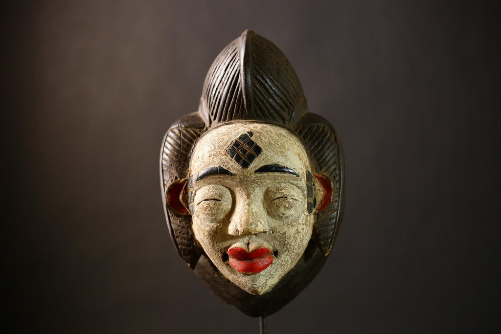 African Punu Okuyi Mask | Tribal Art Sculpture | Handmade Wooden Decor | Unique Ethnic Wall Piece | Authentic Cultural Accent Decor-G4379