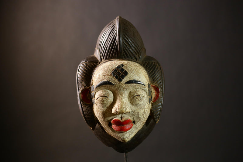 African Punu Okuyi Mask | Tribal Art Sculpture | Handmade Wooden Decor | Unique Ethnic Wall Piece | Authentic Cultural Accent Decor-G4379