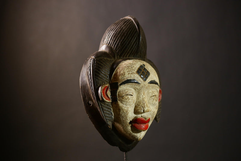 African Punu Okuyi Mask | Tribal Art Sculpture | Handmade Wooden Decor | Unique Ethnic Wall Piece | Authentic Cultural Accent Decor-G4379