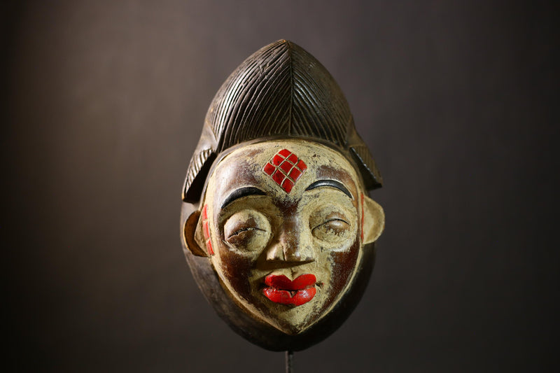 African Punu Okuyi Mask | Unique Handmade Tribal Art | Authentic Wooden Wall Decor | Traditional Ethnic Sculpture | Cultural Piece-G4378