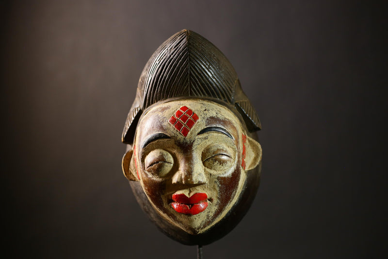 African Punu Okuyi Mask | Unique Handmade Tribal Art | Authentic Wooden Wall Decor | Traditional Ethnic Sculpture | Cultural Piece-G4378