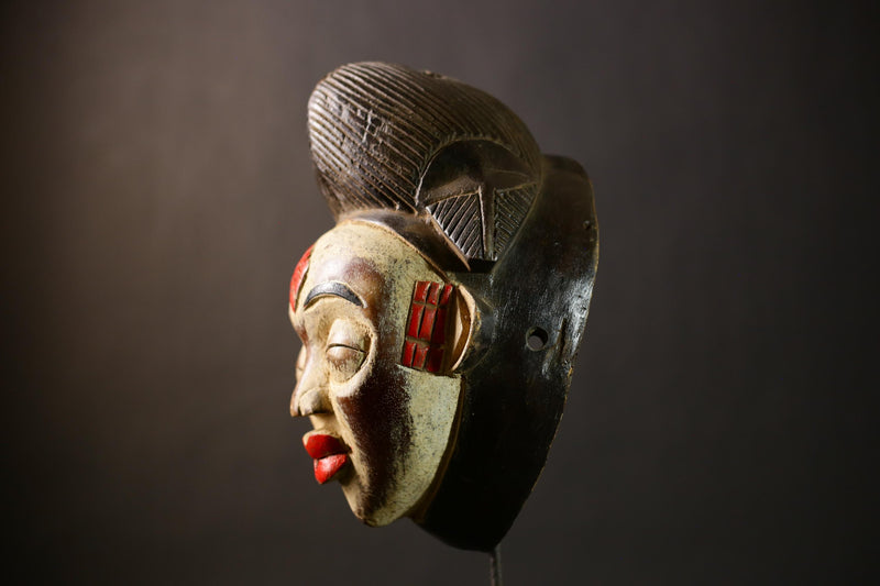 African Punu Okuyi Mask | Unique Handmade Tribal Art | Authentic Wooden Wall Decor | Traditional Ethnic Sculpture | Cultural Piece-G4378