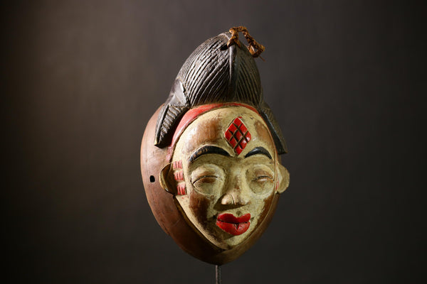 African Punu Okuyi Mask | Handmade Tribal Art | Unique Wooden Sculpture | Authentic Ethnic Decor | Traditional Cultural Accent Piece-G4377