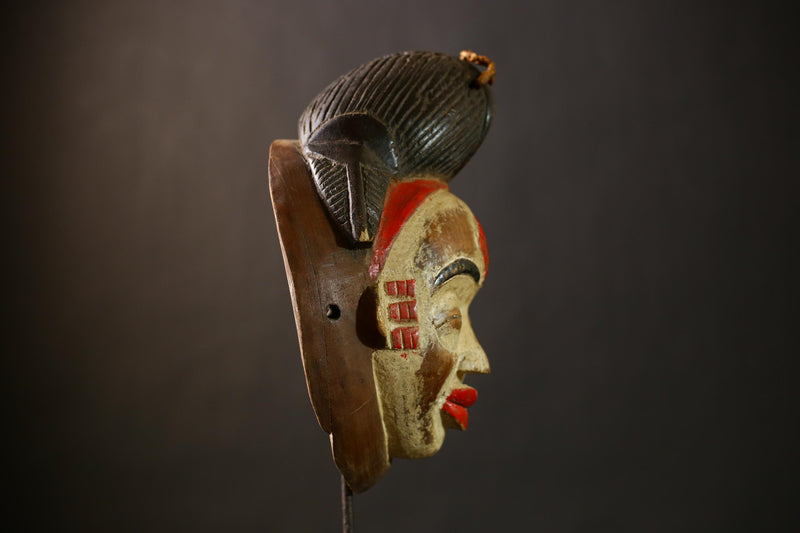 African Punu Okuyi Mask | Handmade Tribal Art | Unique Wooden Sculpture | Authentic Ethnic Decor | Traditional Cultural Accent Piece-G4377