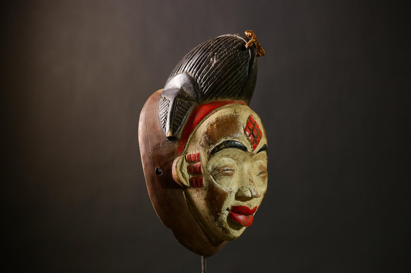 African Punu Okuyi Mask | Handmade Tribal Art | Unique Wooden Sculpture | Authentic Ethnic Decor | Traditional Cultural Accent Piece-G4377