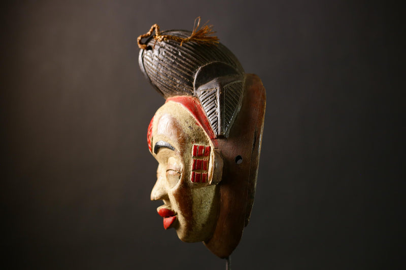 African Punu Okuyi Mask | Handmade Tribal Art | Unique Wooden Sculpture | Authentic Ethnic Decor | Traditional Cultural Accent Piece-G4377