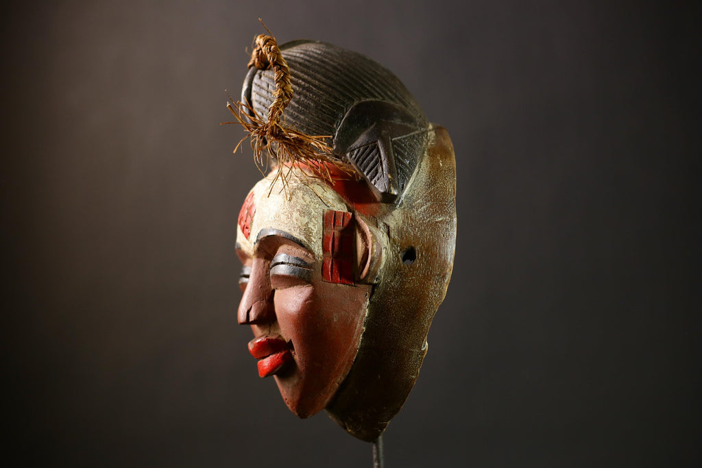 Handcrafted African Punu Mask | Tribal Okuyi Art | Unique Wooden Sculpture | Authentic Ethnic Decor | Traditional Cultural Accent-G4376