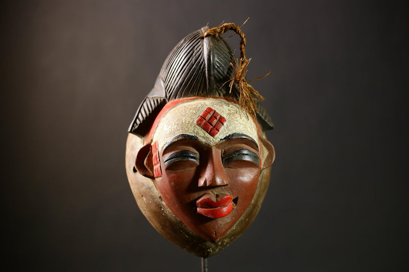 Handcrafted African Punu Mask | Tribal Okuyi Art | Unique Wooden Sculpture | Authentic Ethnic Decor | Traditional Cultural Accent-G4376