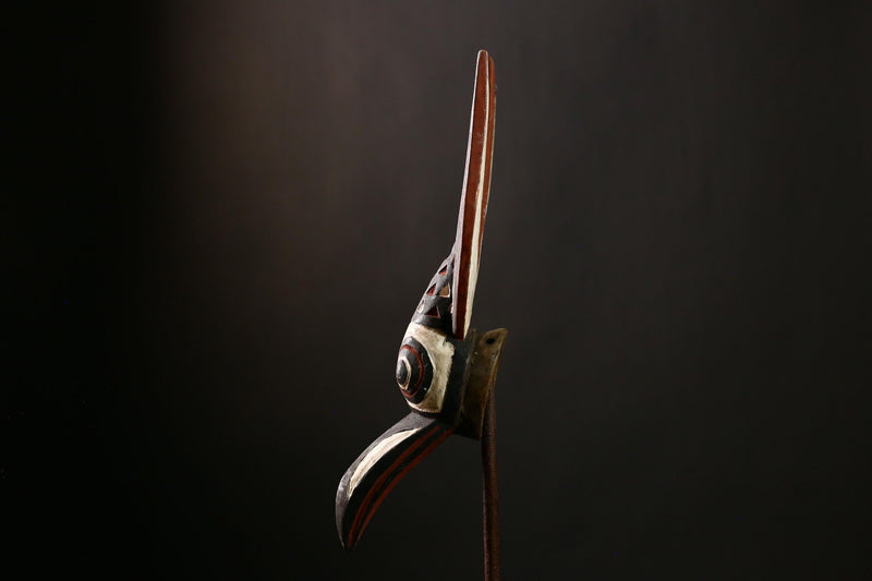 African Bobo Bird Mask - Vintage Tribal Wall Art Sculpture from Burkina Faso - Unique Home Decor and Authentic Art Object-G4177