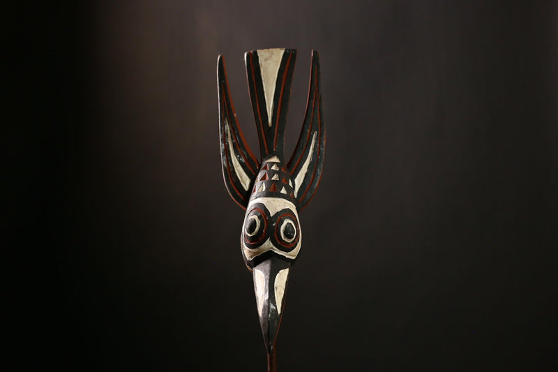 African Bobo Bird Mask - Vintage Tribal Wall Art Sculpture from Burkina Faso - Unique Home Decor and Authentic Art Object-G4177