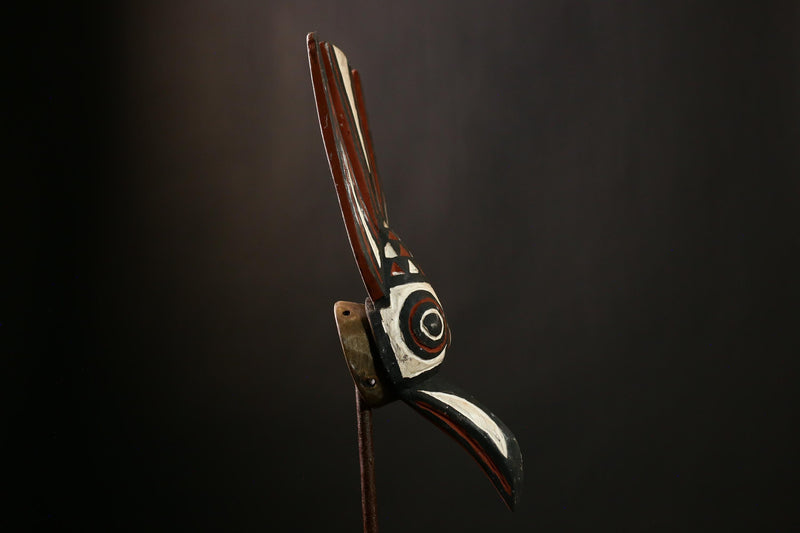 African Bobo Bird Mask - Vintage Tribal Wall Art Sculpture from Burkina Faso - Unique Home Decor and Authentic Art Object-G4177