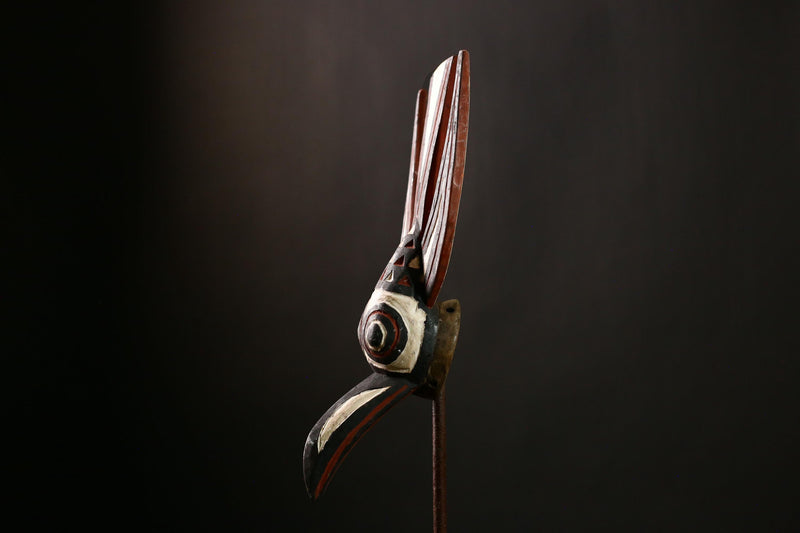 African Bobo Bird Mask - Vintage Tribal Wall Art Sculpture from Burkina Faso - Unique Home Decor and Authentic Art Object-G4177