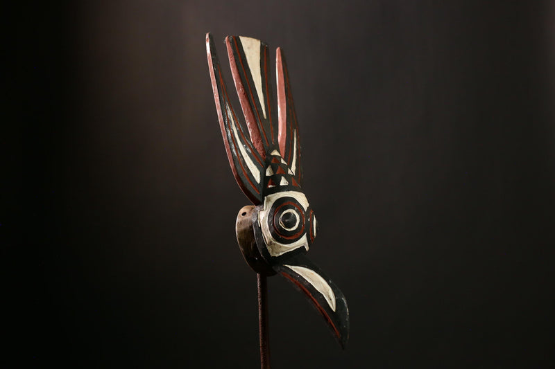 African Bobo Bird Mask - Vintage Tribal Wall Art Sculpture from Burkina Faso - Unique Home Decor and Authentic Art Object-G4177