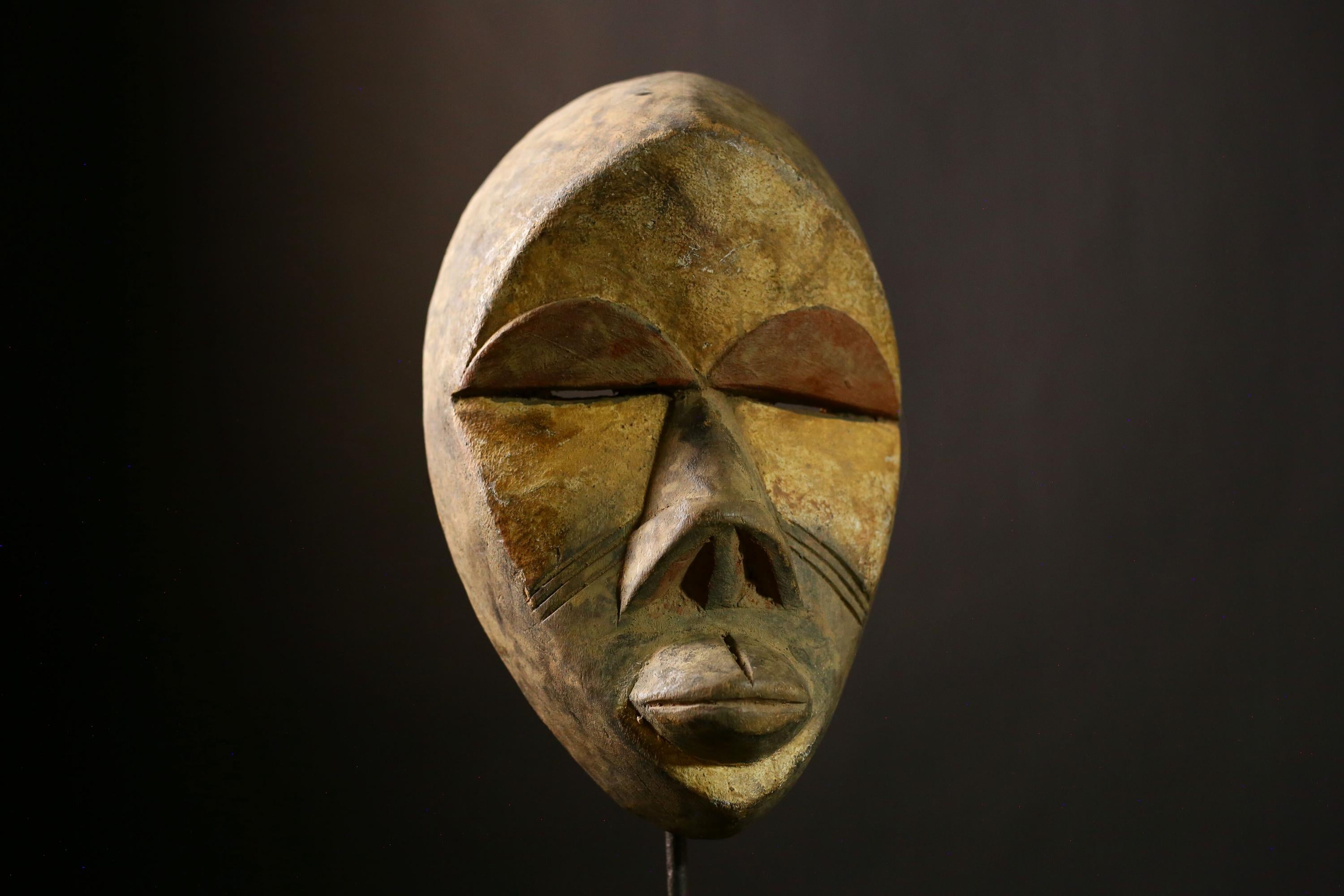 African Dan mask Vintage Wood Carved Tribal Face Wall Art Home Decor Piece-5685