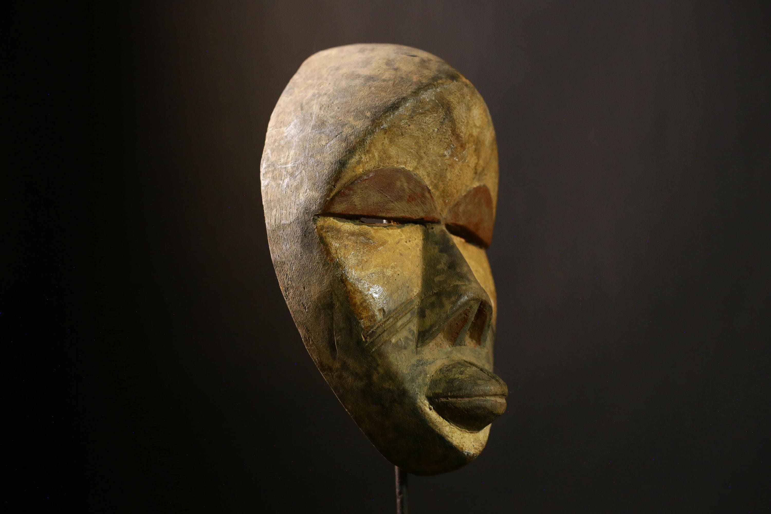 African Dan mask Vintage Wood Carved Tribal Face Wall Art Home Decor Piece-5685