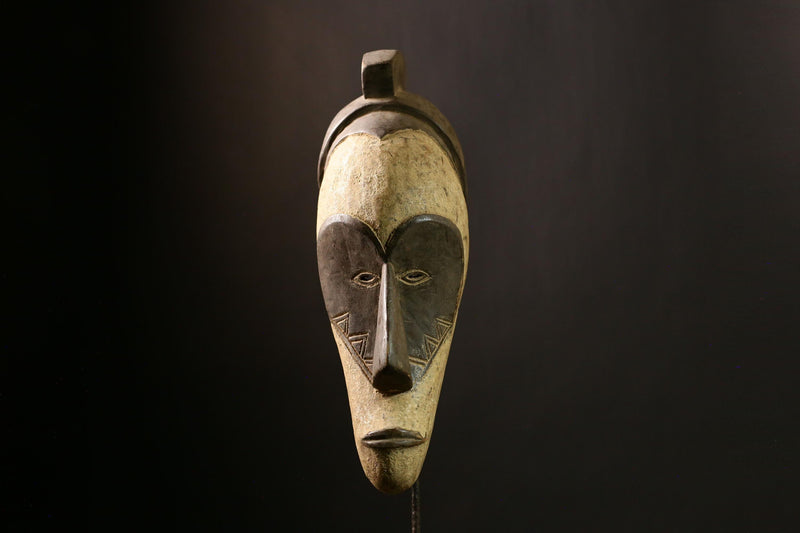 African Fang Mask Wooden Tribal Face Hand Carved Antique Authentic Decor--5686