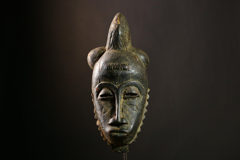 African GURO Mask Handcrafted Tribal Face Sculpture, Vintage Wood Carved Art Piece, Authentic African Wall Decor, Collectible Object-5675
