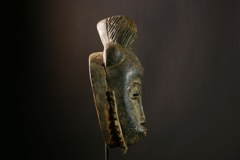 African GURO Mask Handcrafted Tribal Face Sculpture, Vintage Wood Carved Art Piece, Authentic African Wall Decor, Collectible Object-5675