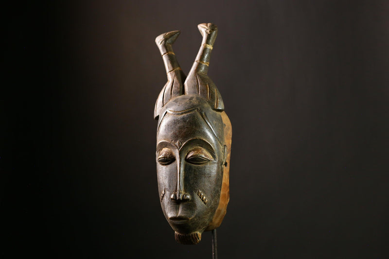 African Guro Mask Handcrafted Wood Carved Baoulé Tribal Art Collectible -5472