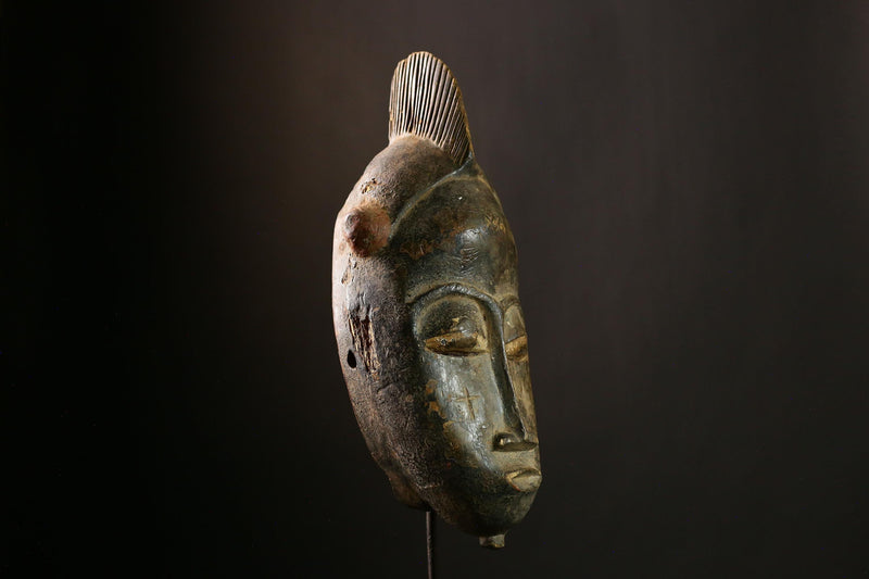 African Baule Mask Handcrafted Wood Tribal Wall Art Home Decor Collectible-7734