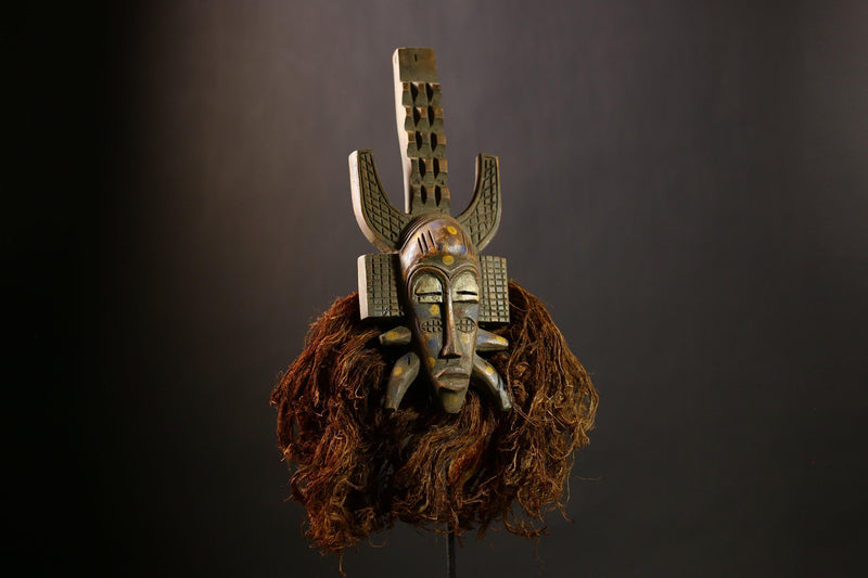 African Senufo Mask | Unique Wooden Tribal Wall Art | Authentic Home Decor | Handcrafted Ethnic Sculpture | Gift Idea For Art Lovers-G4417