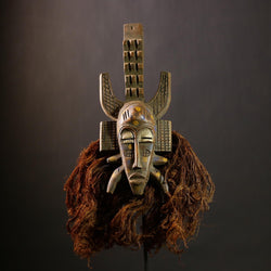 African Senufo Mask | Unique Wooden Tribal Wall Art | Authentic Home Decor | Handcrafted Ethnic Sculpture | Gift Idea For Art Lovers-G4417