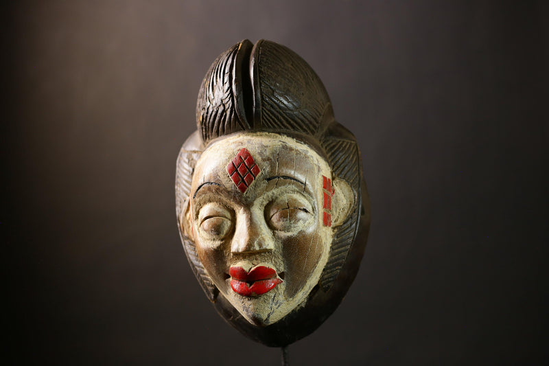 African Mask Wall Art Decor | Unique Gabon Sculpture | Vintage Ethnic Piece | Cultural Home Accent | Handmade Wall Hanging  -G4398