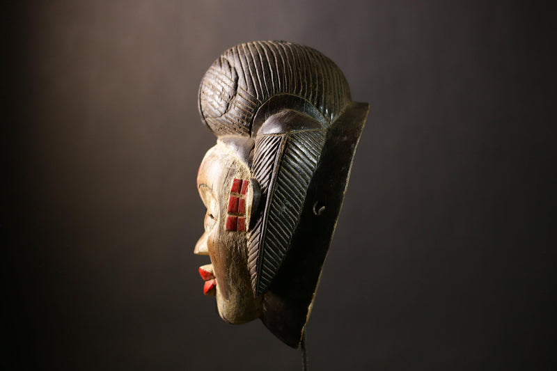 African Mask Wall Art Decor | Unique Gabon Sculpture | Vintage Ethnic Piece | Cultural Home Accent | Handmade Wall Hanging  -G4398