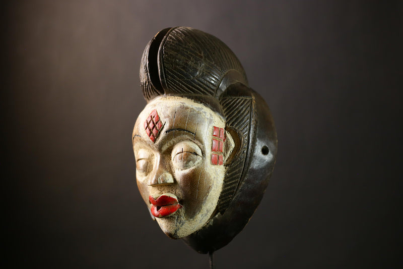 African Mask Wall Art Decor | Unique Gabon Sculpture | Vintage Ethnic Piece | Cultural Home Accent | Handmade Wall Hanging  -G4398