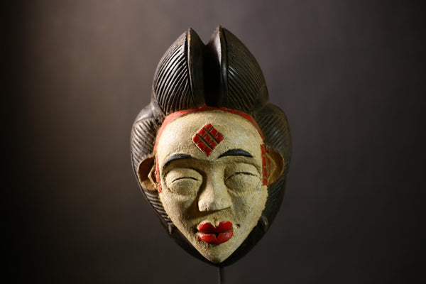 African Mask Wall Art Decor Unique Gabon Sculpture Mukudji Society | Handmade Ethnic Home Accent | Cultural Art Piece-G4394