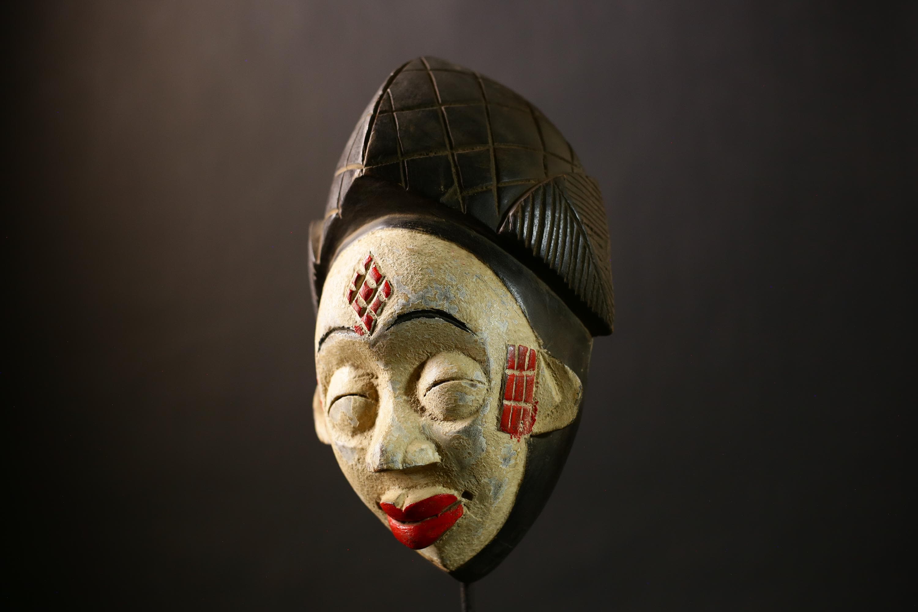 African Unique Wall Mask Art Decor Ethnic Society Gabon Sculpture | Handmade Cultural Piece | Decorative Home Accent-G4393