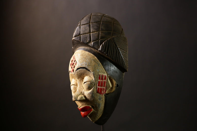 African Unique Wall Mask Art Decor Ethnic Society Gabon Sculpture | Handmade Cultural Piece | Decorative Home Accent-G4393