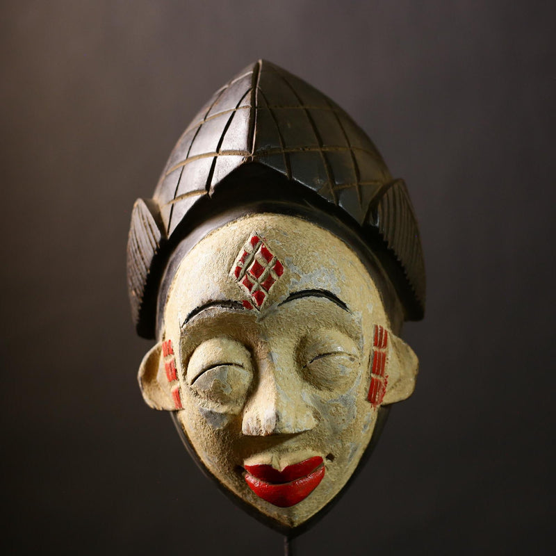 African Unique Wall Mask Art Decor Ethnic Society Gabon Sculpture | Handmade Cultural Piece | Decorative Home Accent-G4393