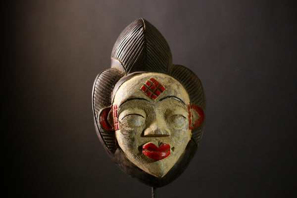 Antique African Wood Mask Tribal Art Baule Goli Face Mask Unique Home Decor | Handmade Ethnic Accent | Cultural Wall Art-G4392