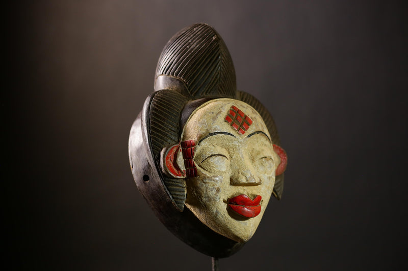 Antique African Wood Mask Tribal Art Baule Goli Face Mask Unique Home Decor | Handmade Ethnic Accent | Cultural Wall Art-G4392