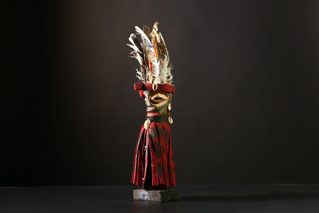 African Nkisi Nkondi Statue Tribal Nail Fetish Power Figure Wood Carving-G4199